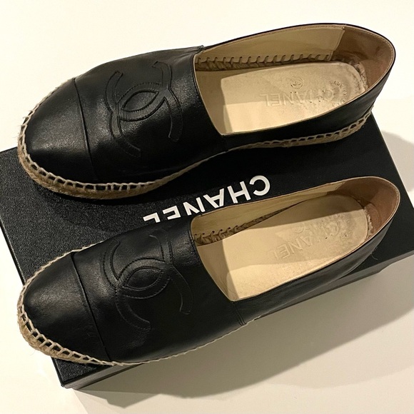 CHANEL Shoes - Chanel Black Espadrilles (Authentic) Lambskin